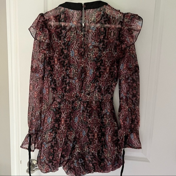 ASOS DESIGN ruffle romper  with ties in floral chiffon size 2 - Picture 11 of 14